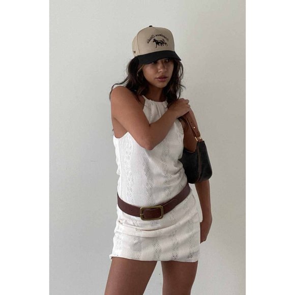 🐎 Boho Cream Coastal Cowgirl Lace Halter Dress - Picture 3 of 10